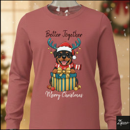 Camiseta Christmas Rottweiler Reindeer Scarf Gift Graphic