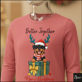 Camiseta Christmas Rottweiler Reindeer Scarf Gift Graphic