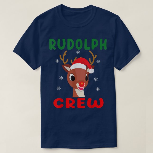 Camiseta Christmas Rudolph Crew Family Matching Pajamas Xma (Frente do Design)
