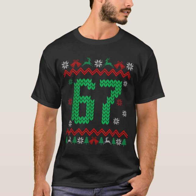 Camiseta Christmas Santa 67 Six Seven Meme Ugly Sweater  (Frente)