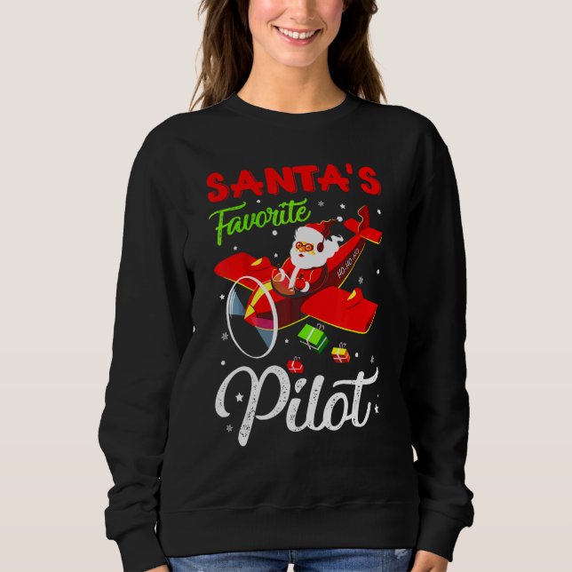 Camiseta Christmas Santa Claus Pilot Flying Airplane (Frente)