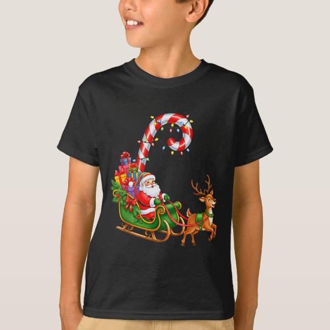 Camiseta Christmas Santa Claus Riding Reindeer Lights Men W (Frente)