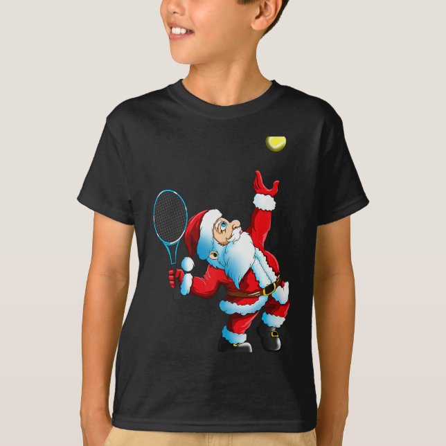 Camiseta Christmas Santa Claus Tennis Game Tennis Racket  (Frente)
