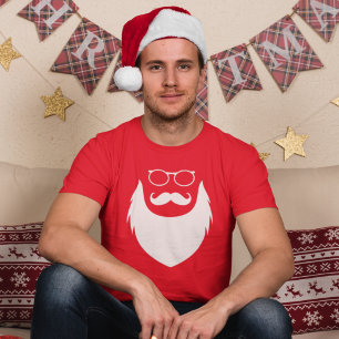 Camiseta Christmas Santa Clause Beard and Glasses Men's