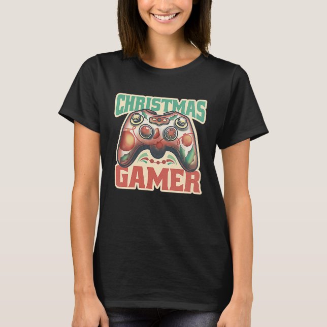 Camiseta Christmas Santa Elf Gaming Controllers Snowman Boy (Frente)