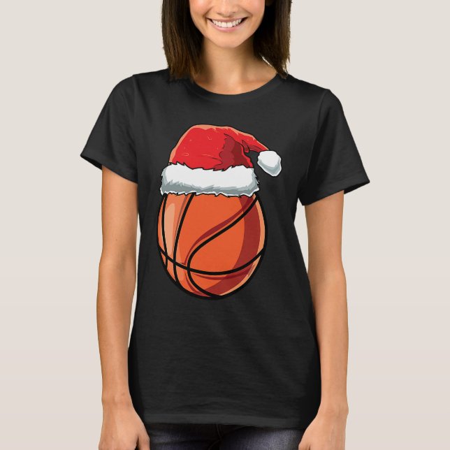 Camiseta Christmas Santa Hat Basketball Player Funny Boys X (Frente)