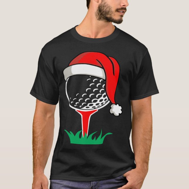 Camiseta Christmas  santa hat golf ball  golfing gag (Frente)