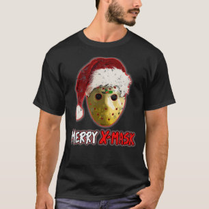 Camiseta Christmas Santa Horror Hockey Mask XMask Funny Gif