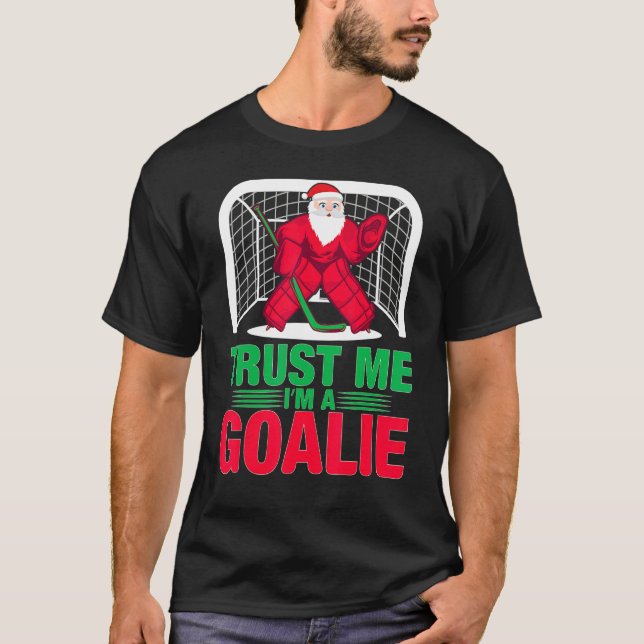 Camiseta Christmas Santa  Ice Hockey Goalie Goaltender Xmas (Frente)