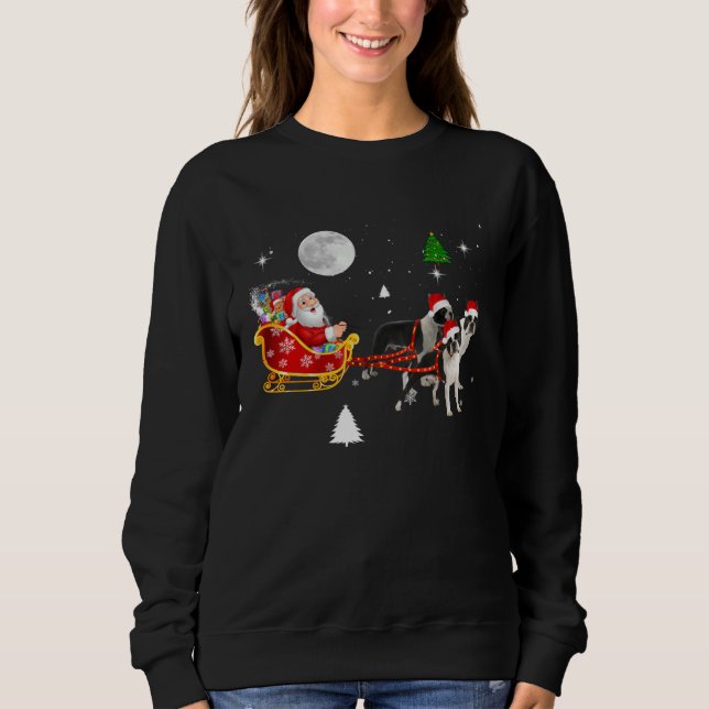 Camiseta Christmas Santa Riding Boston Terrier Santa Hat Xm (Frente)