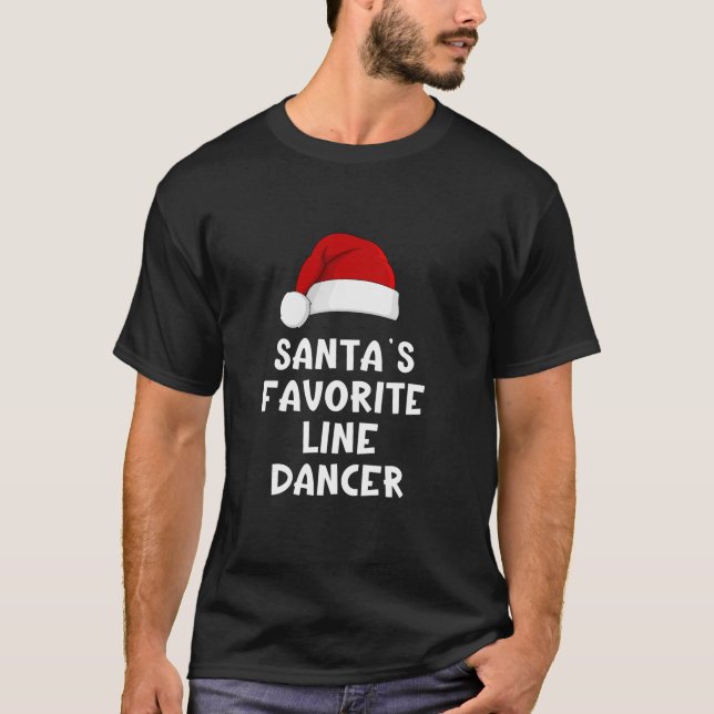Camiseta Christmas Santa s Favorite Line Dancer Funny Danci (Frente)