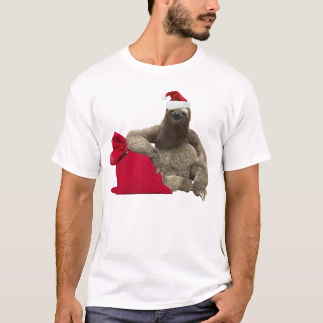 Camiseta Christmas Santa Sloth (Frente)