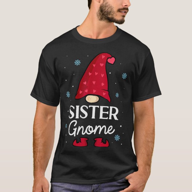 Camiseta Christmas Sister Gnome Dwarf Garden Gnome Family  (Frente)