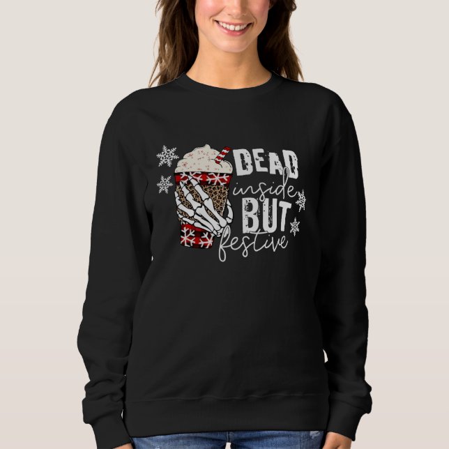 Camiseta Christmas Skeleton Hand Dead Inside But Festive Ch (Frente)