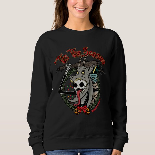 Camiseta Christmas Skeleton Krampus Horror Wreath (Frente)