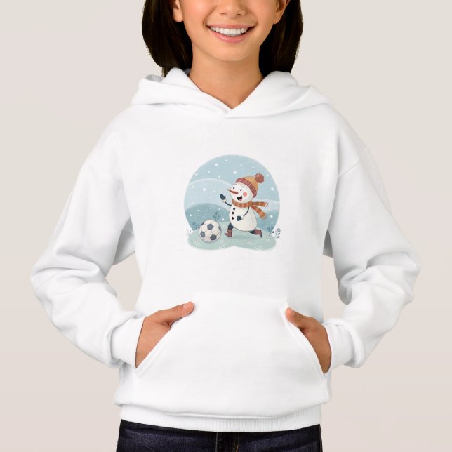 Camiseta Christmas snowman playing soccer (Frente)