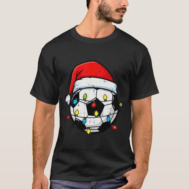 Camiseta Christmas Soccer Ball Santa Xmas Football Srt Men  (Frente)