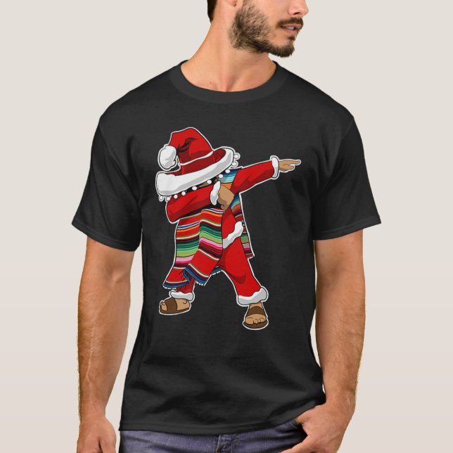 Camiseta Christmas Sombrero Dabbing Mexican Serape Poncho S (Frente)