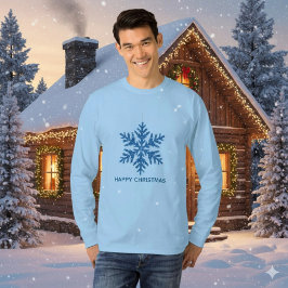 Camiseta Christmas Sparkling Blue Crystal Snowflake