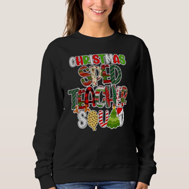 Camiseta Christmas Sped Teacher Squad Red Plaid Teacher (Frente)