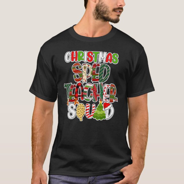 Camiseta Christmas Sped Teacher Squad Red Plaid Teacher (Frente)