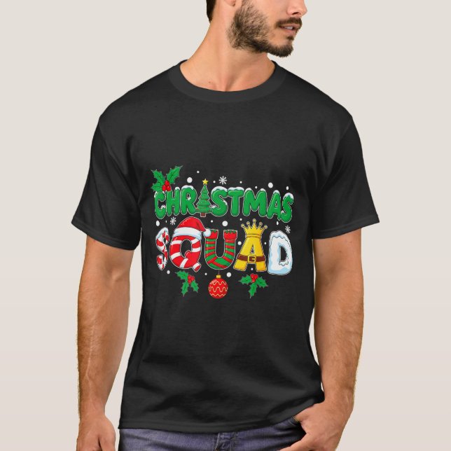 Camiseta Christmas Squad Merry Xmas Family Holiday Snow Elf (Frente)
