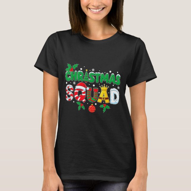 Camiseta Christmas Squad Merry Xmas Family Holiday Snow Elf (Frente)