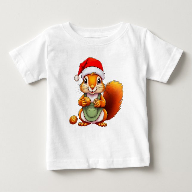 Camiseta Christmas Squirrel – Holiday Design for Babies (Frente)