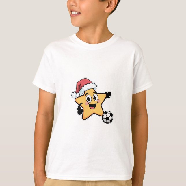 Camiseta Christmas star playing soccer (Frente)
