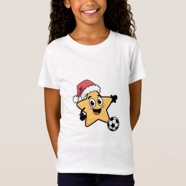Camiseta Christmas star playing soccer (Frente)