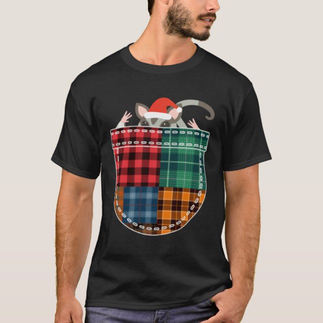 Camiseta Christmas Sugar Glider with Santa Hat in Plaid Poc (Frente)