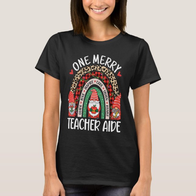 Camiseta Christmas Teacher Aide  Gnomes Assistant Teacher (Frente)