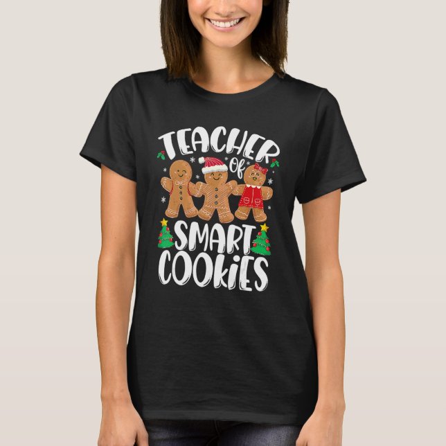 Camiseta Christmas Teacher Cute Gingerbread Cookies (Frente)