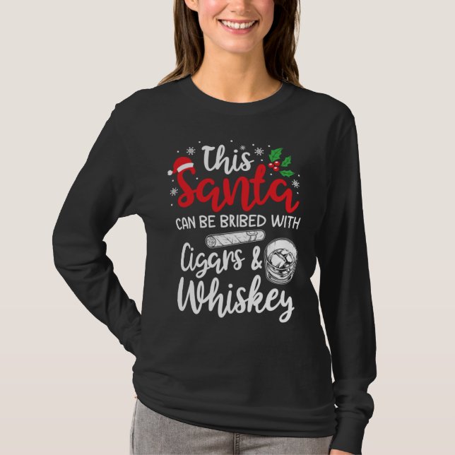 Camiseta Christmas This Santa Can Be Bribed With Cigars Whi (Frente)