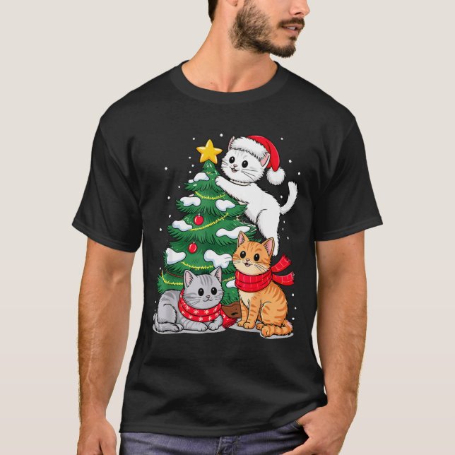 Camiseta Christmas Tree Cats Xmas  (Frente)