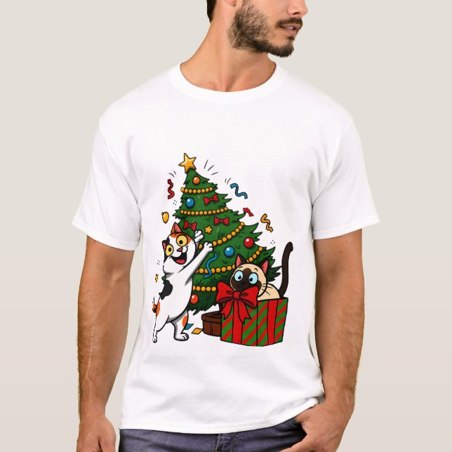 Camiseta Christmas Tree Decorating (Frente)
