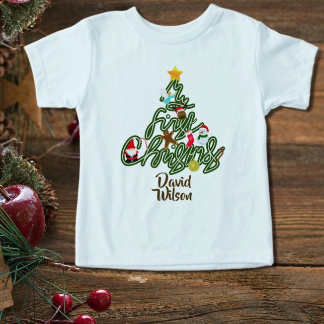 Camiseta  Christmas Tree My First Christmas for Kids (Criador carregado)