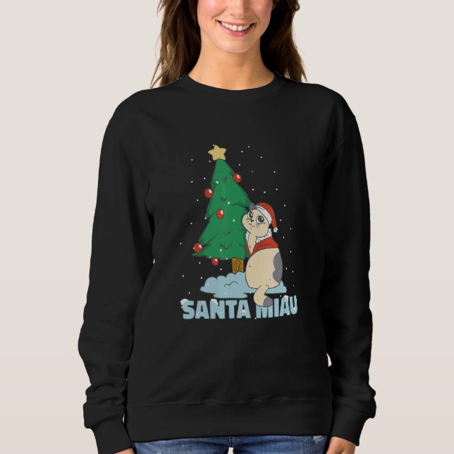 Camiseta Christmas Tree Santa Miau Cat (Frente)