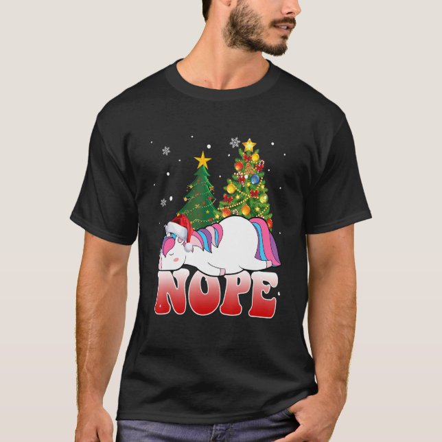 Camiseta Christmas Unicorn Nope Tree  Unicorn   Xmas (Frente)