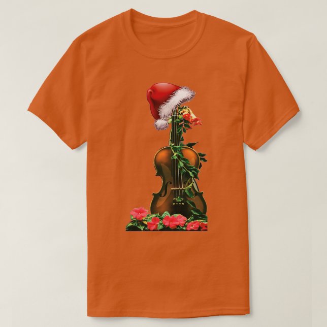 Camiseta Christmas Violin with Santa hat (Frente do Design)