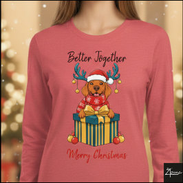 Camiseta Christmas Vizsla Reindeer Gift Red Graphic