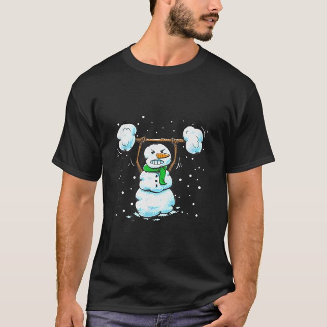 Camiseta Christmas Weightlifting Snowman Shirt Funny Snowma (Frente)