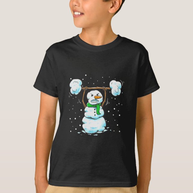 Camiseta Christmas Weightlifting Snowman Shirt Funny Snowma (Frente)