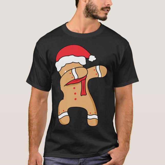Camiseta Christmas winter holiday dance dabbing gingerbread (Frente)