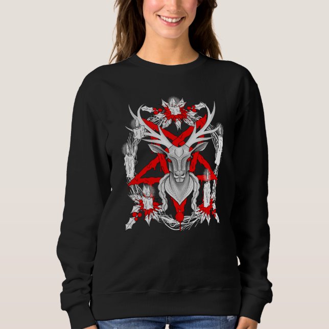 Camiseta Christmas wreath witchcraft candles blood Satanic  (Frente)