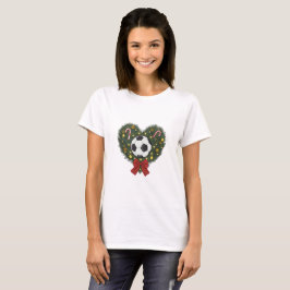 Camiseta Christmas Wreath with Soccer Ball