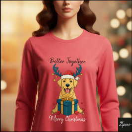 Camiseta Christmas Yellow Labrador Gift Graphic Reindeer