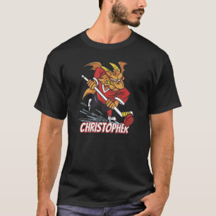 Camiseta Christopher Dragon Jogando Hockey Crianças Adultas