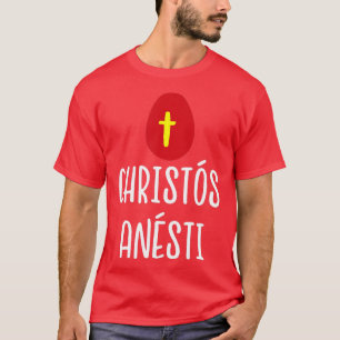 Camiseta Christos Anesti Páscoa Vermelho Grego com Cruz