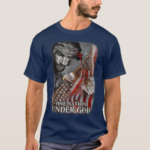 Camiseta Christtian One Nation Sob Deus Eagle American Jes